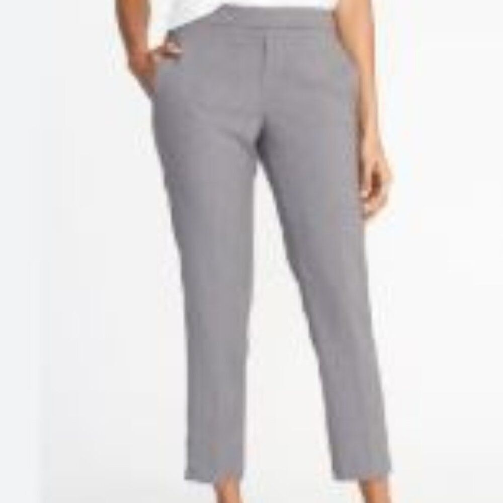 OLD NAVY NWT Size 6 Pull On Pants Gray Ankle Office Pockets Elastic Waist